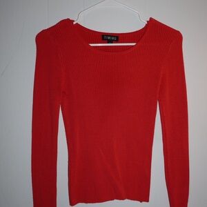 Timing Bright Red Ribbed Knit Top
